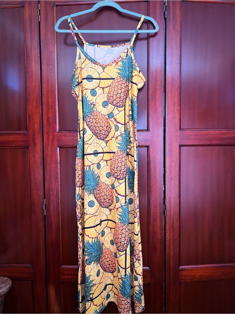 Yellow Pineapple Print Slip Dress - Brand Unspecified